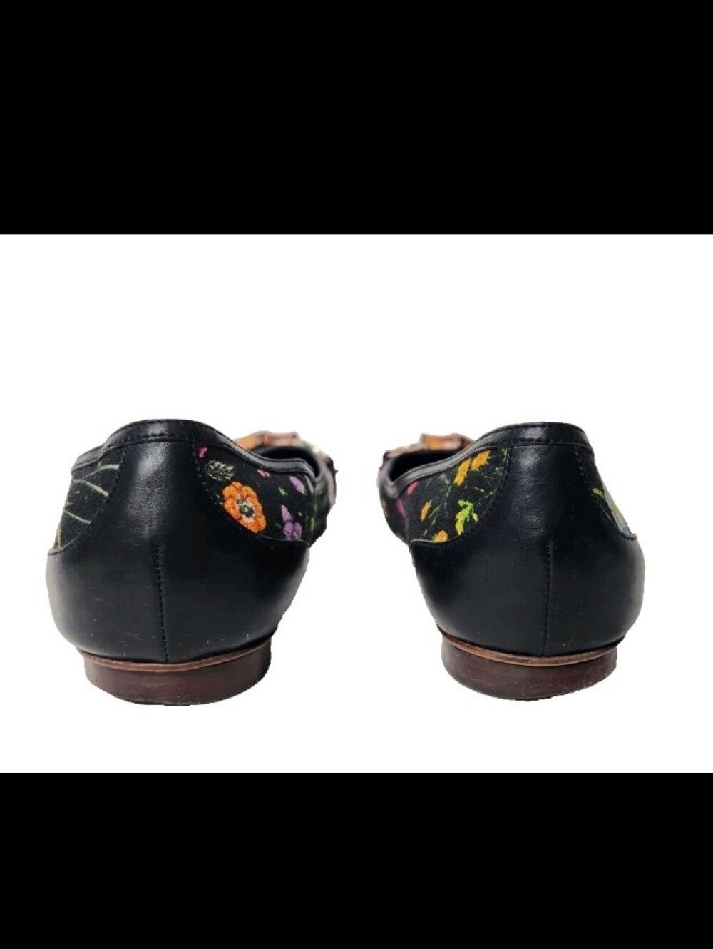 Gucci Floral Flats Horse-bit Leather Fabric Black Shoes Bamboo Detail Italy9.5 B - Picture 11 of 15